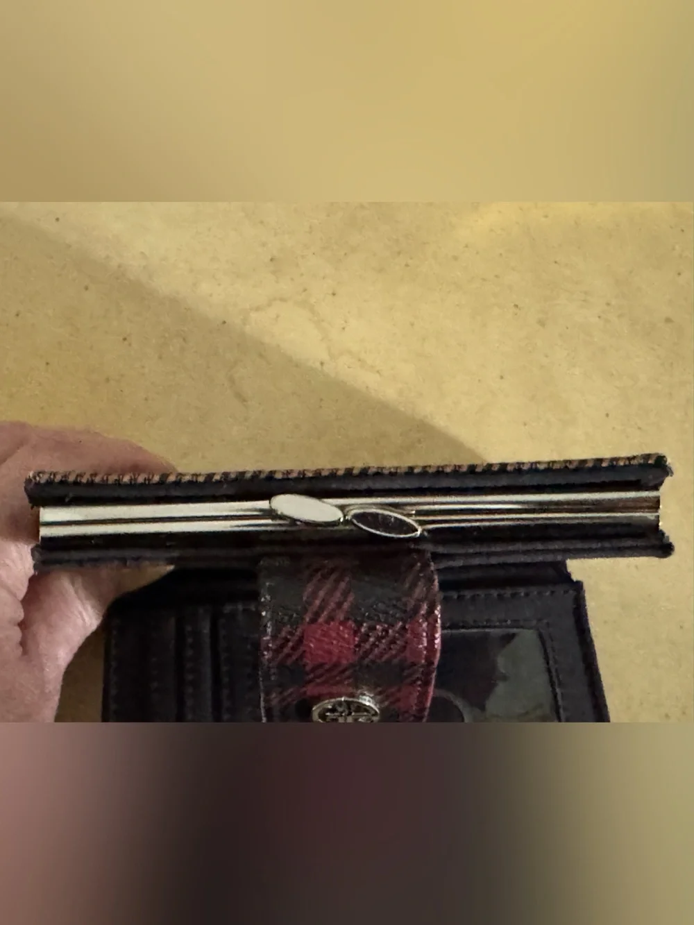 Giani Bernini Red and Black Plaid Kiss Lock Wallet